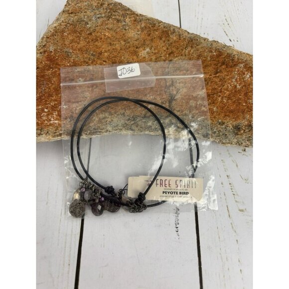 Peyote Bird Amethyst Pearl Rose Quartz Sterling Silver Leather Necklace J036 - Picture 6 of 6